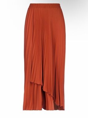 Merci Italia Pleated Asymmetric Maxi Skirt - Rust